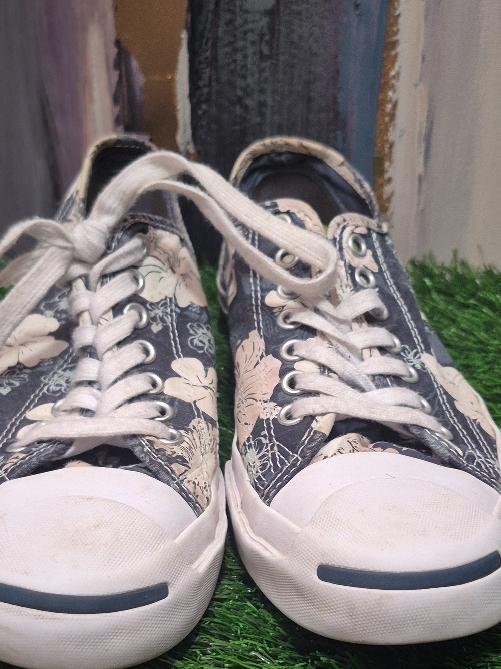 Converse Jack Purcell Floral Lace-Up Low Top Sneaker Gray/White Floral